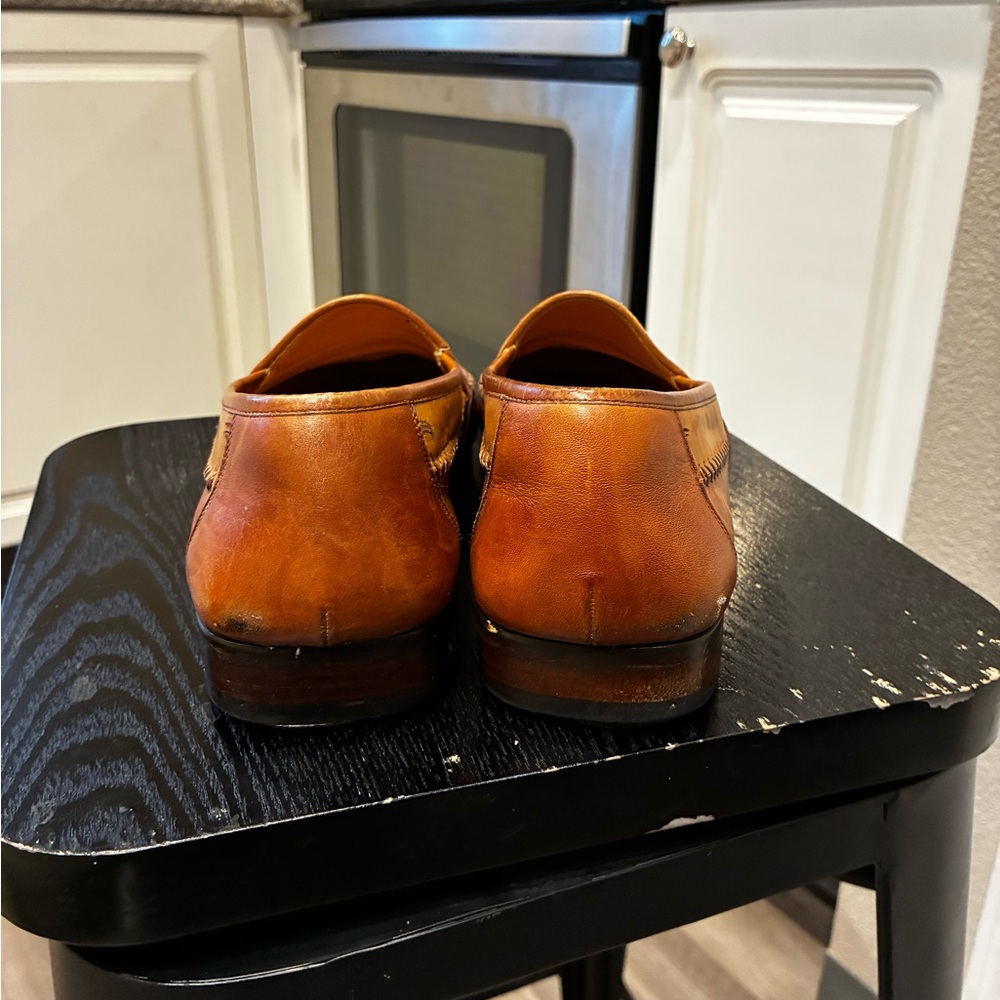 Vintage Magnanni Men's B759 Tan and Brown Leather Slip-On Loafers 11 D - Picture 3 of 8